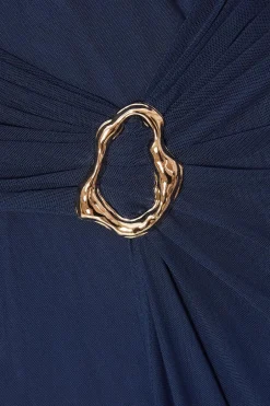 Quiz Mesh Buckle Midaxi Dress Navy Sale