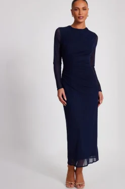 Quiz Navy Mesh Diamante Midaxi Dress Outlet