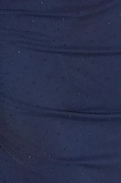 Quiz Navy Mesh Diamante Midaxi Dress Outlet