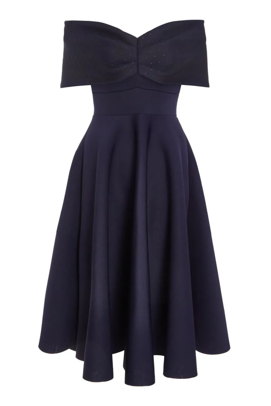Quiz Navy Mesh Polka Dot Skater Midi Dress Hot