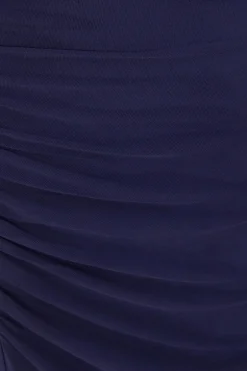 Quiz Mesh Ruched Midaxi Dress Navy Hot