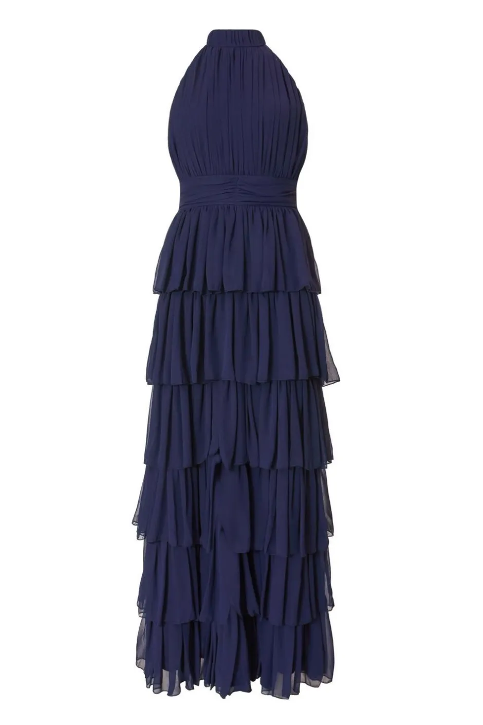 Quiz Navy Mesh Tiered Maxi Dress