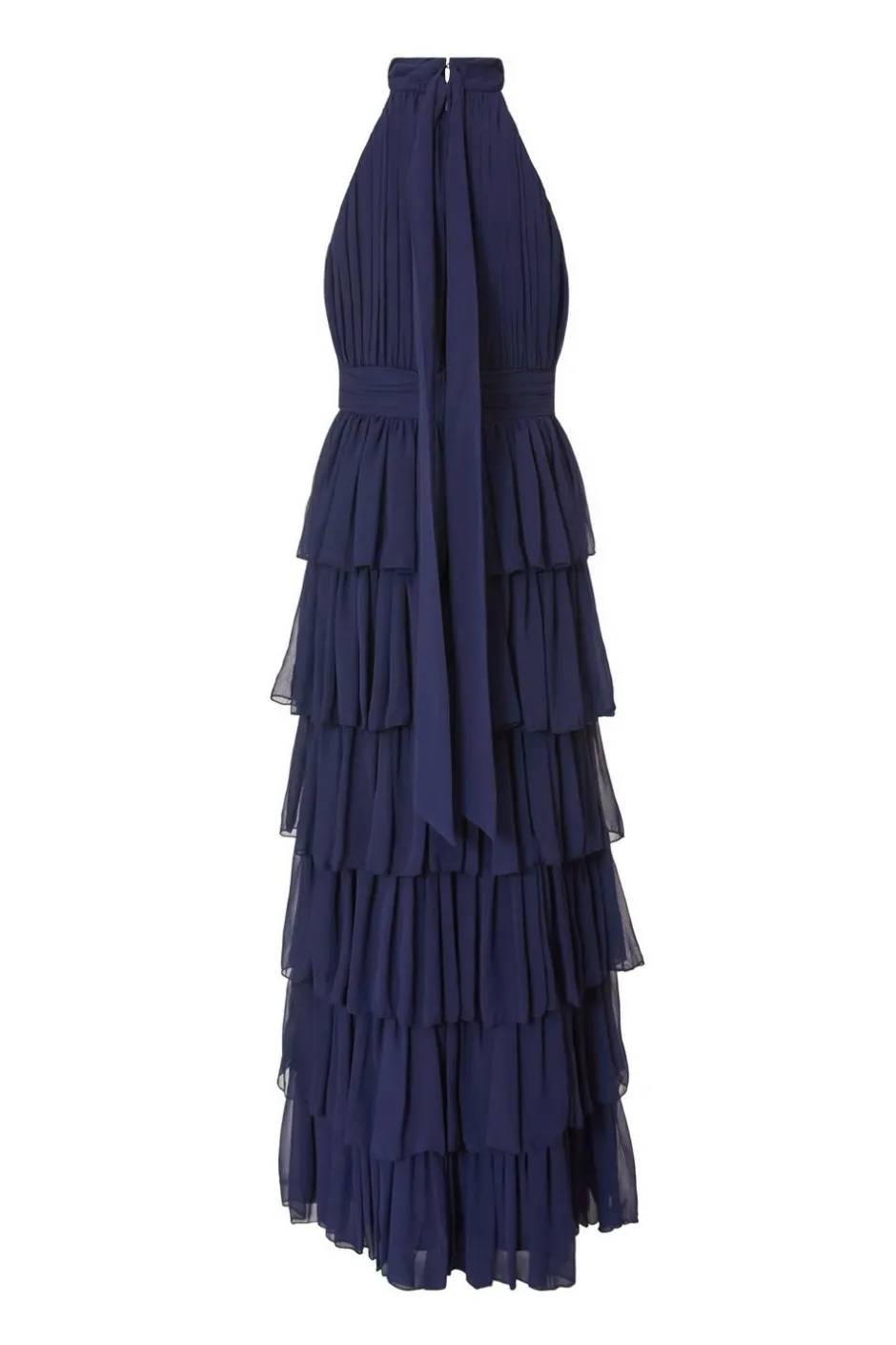 Quiz Navy Mesh Tiered Maxi Dress