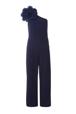 Quiz One Shoulder Floral Jumpsuit Navy Hot