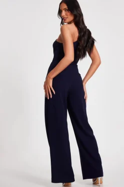 Quiz One Shoulder Floral Jumpsuit Navy Hot
