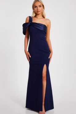 Quiz One Shoulder Maxi Dress Navy Sale