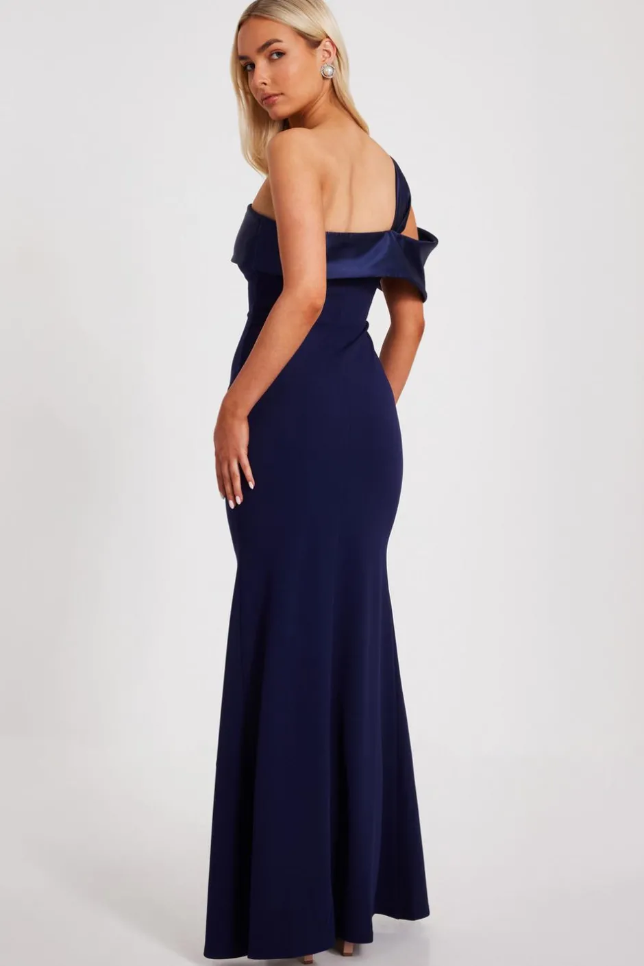 Quiz One Shoulder Maxi Dress Navy Sale