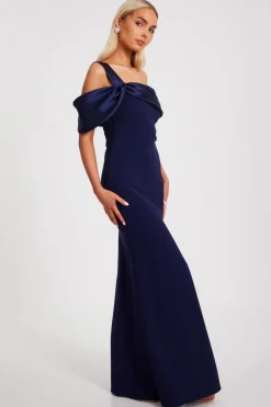 Quiz One Shoulder Maxi Dress Navy Sale