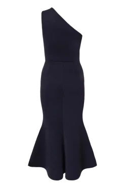 Quiz Navy One Shoulder Peplum Dress Sale