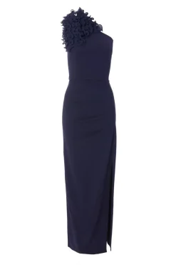 Quiz Navy One Shoulder Ruffle Maxi Dress Clearance