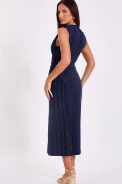 Quiz Navy Pinstripe Midi Dress Online