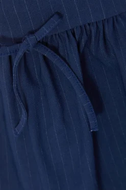 Quiz Navy Pinstripe Pleated Mini Dress