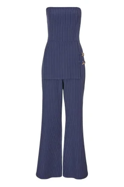 Quiz Navy Pinstripe Strapless Jumpsuit Online