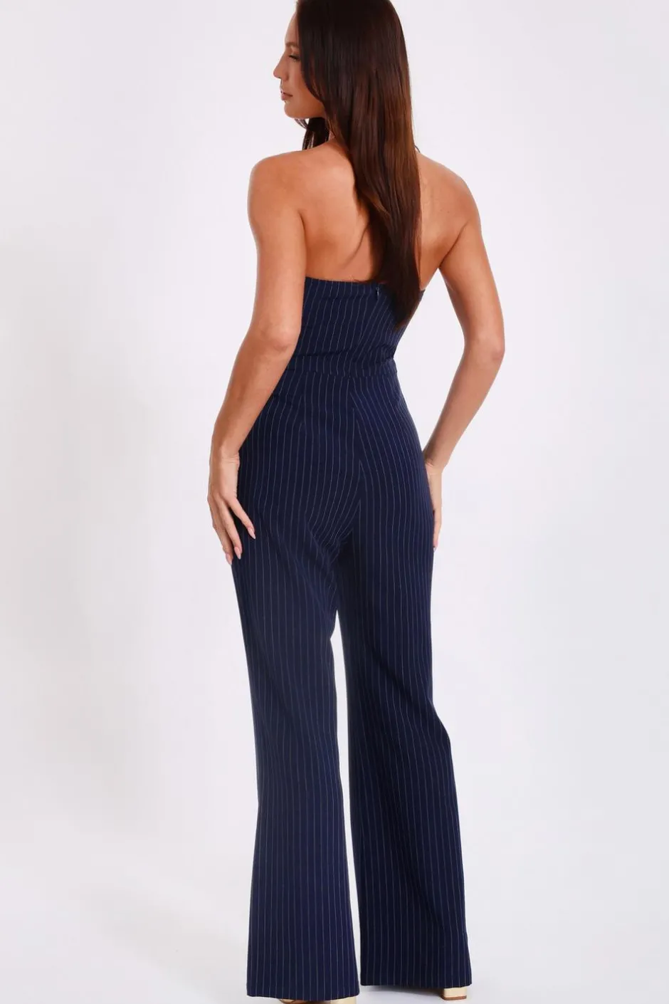 Quiz Navy Pinstripe Strapless Jumpsuit Online
