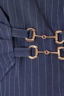 Quiz Navy Pinstripe Wrap Waistcoat Outlet
