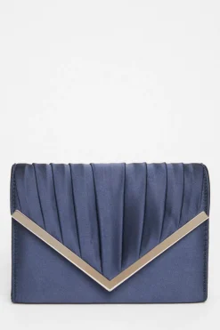 Quiz Pleated Clutch Bag Navy Sale