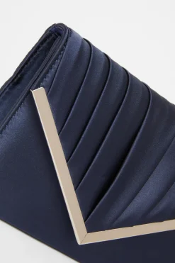 Quiz Pleated Clutch Bag Navy Sale