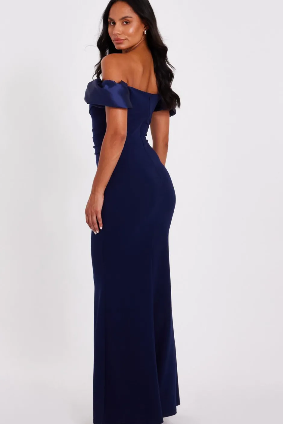 Quiz Navy Puff Sleeve Maxi Dress Hot