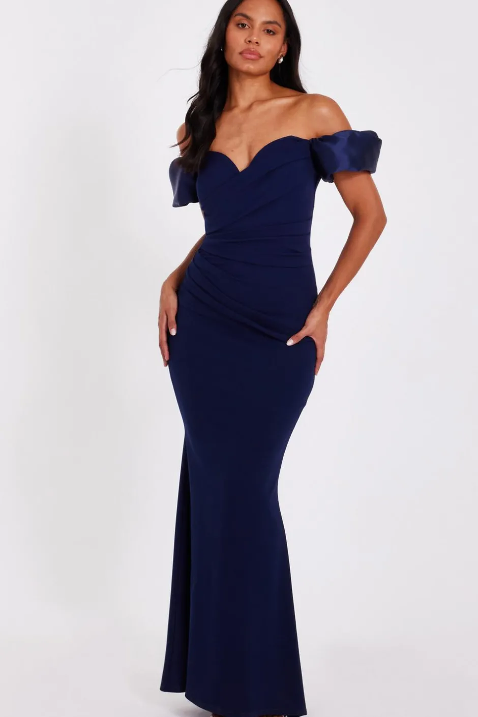 Quiz Navy Puff Sleeve Maxi Dress Hot