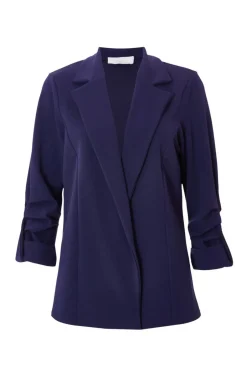 Quiz Ruched Sleeve Blazer Navy Online