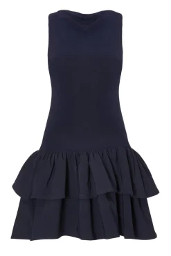 Quiz Navy Ruffle Hem Mini Dress Clearance
