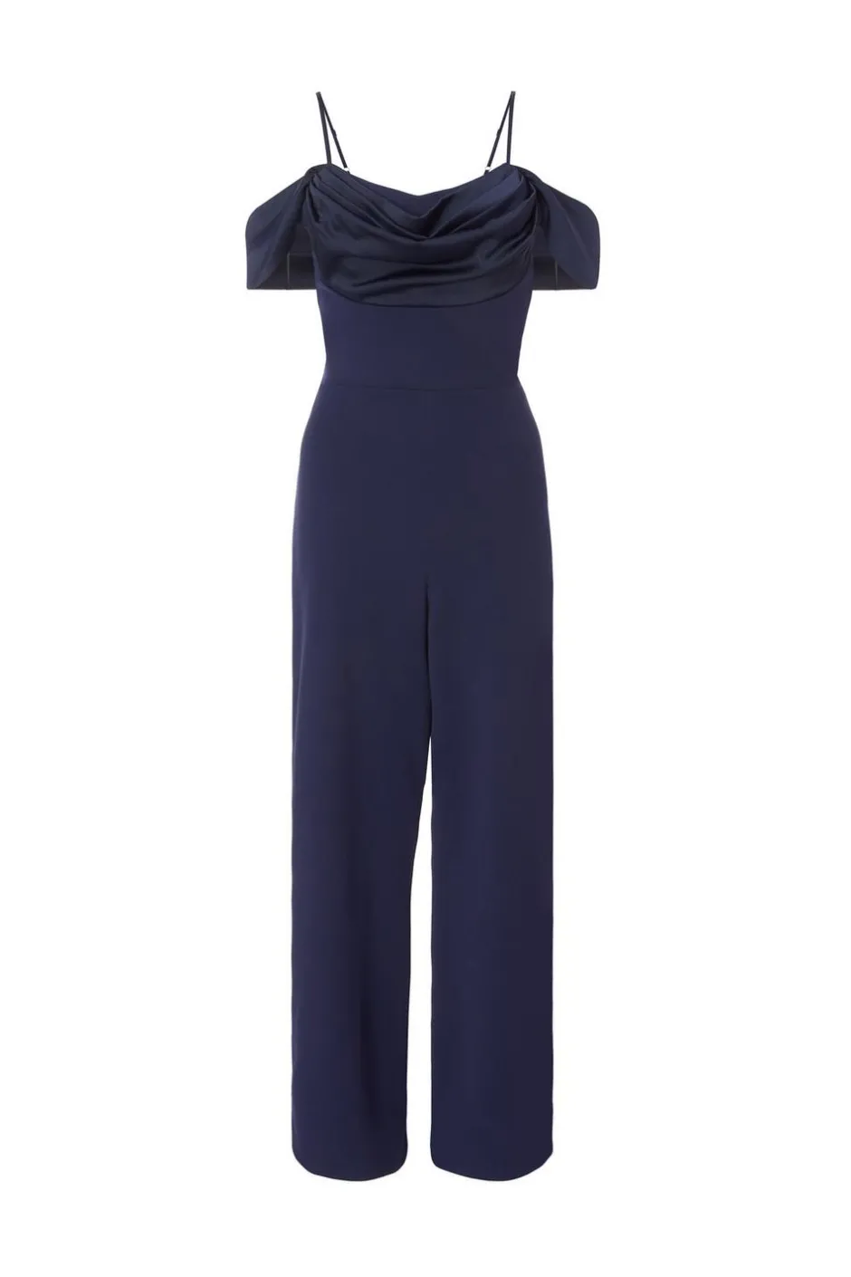 Quiz Navy Satin Cold Shoulder Jumpsuit Outlet