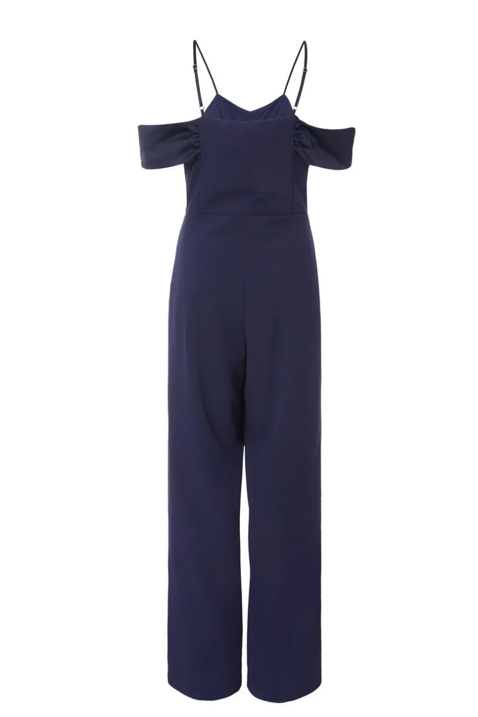 Quiz Navy Satin Cold Shoulder Jumpsuit Outlet