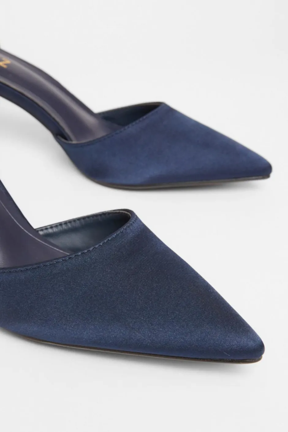 Quiz Satin Diamante Strap Court Heels Navy Outlet