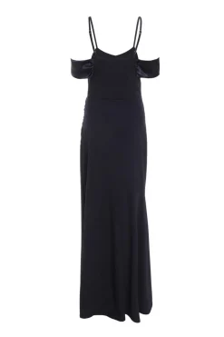 Quiz Navy Satin Drop Shoulder Maxi Dress New