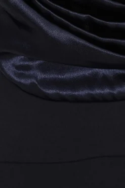 Quiz Navy Satin Drop Shoulder Maxi Dress New