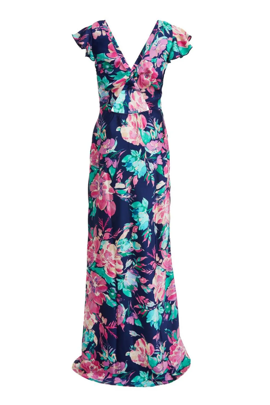 Quiz Navy Satin Floral Maxi Dress