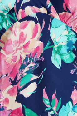 Quiz Navy Satin Floral Maxi Dress
