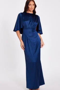 Quiz Navy Satin Maxi Dress Sale