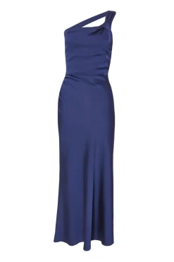 Quiz Satin One Shoulder Midaxi Dress Navy Discount