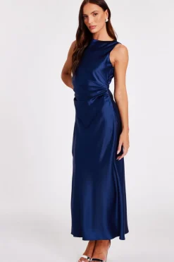 Quiz Satin Ruched Midaxi Dress Navy Best