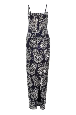 Quiz Navy Sequin Floral Maxi Dress Hot