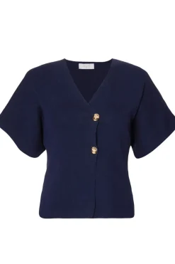 Quiz Short Sleeve Knit Cardigan Navy Online
