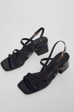 Quiz Slingback Low Block Heels Navy Clearance
