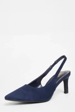 Quiz Slingback Low Court Heels Navy Sale