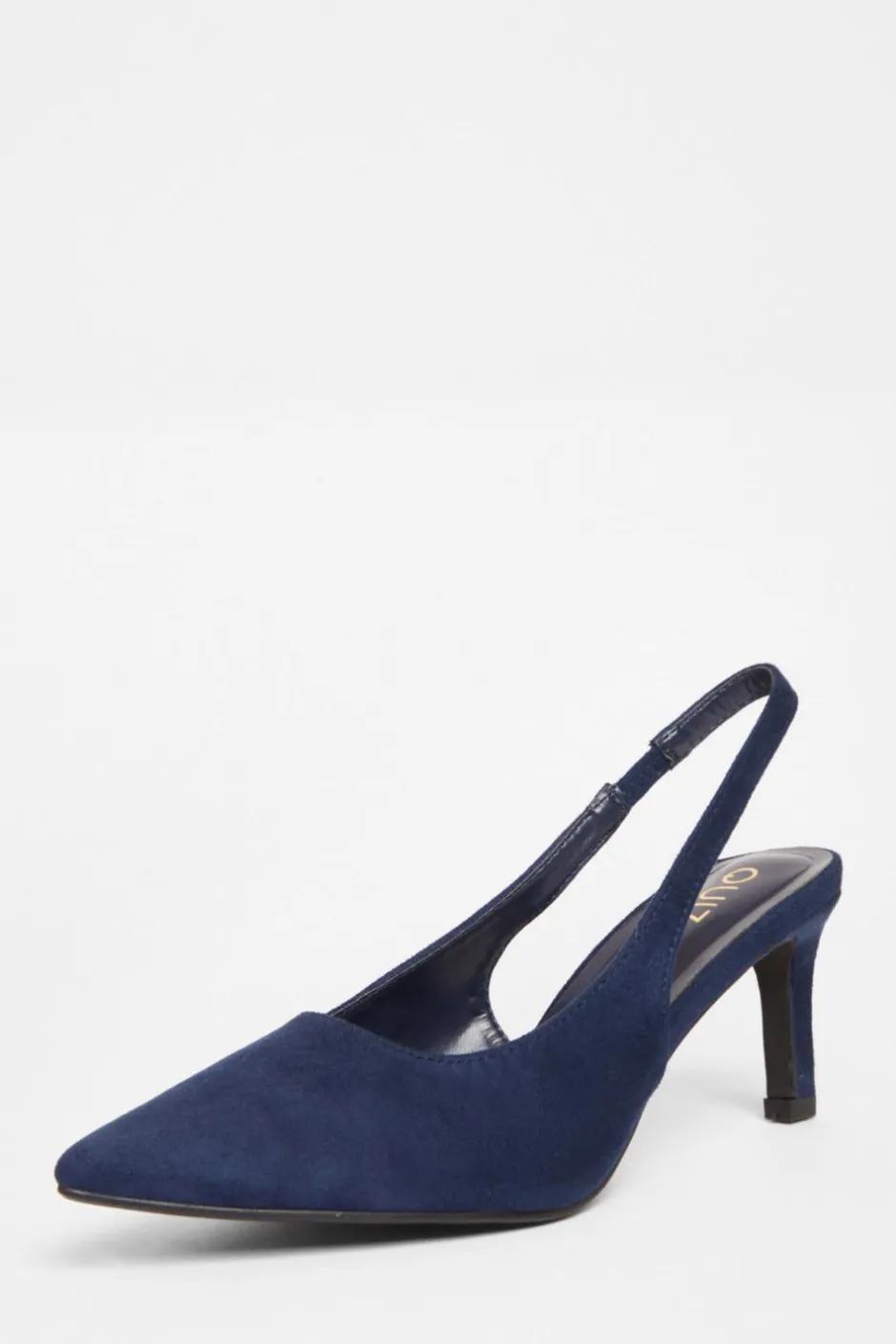 Quiz Slingback Low Court Heels Navy Sale