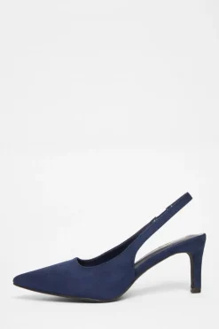 Quiz Slingback Low Court Heels Navy Sale