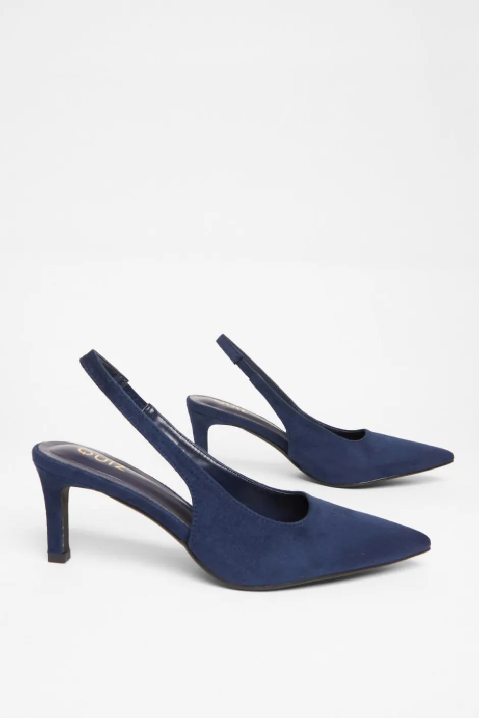 Quiz Slingback Low Court Heels Navy Sale