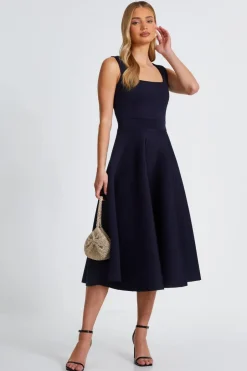 Quiz Navy Square Neckline Skater Dress Hot