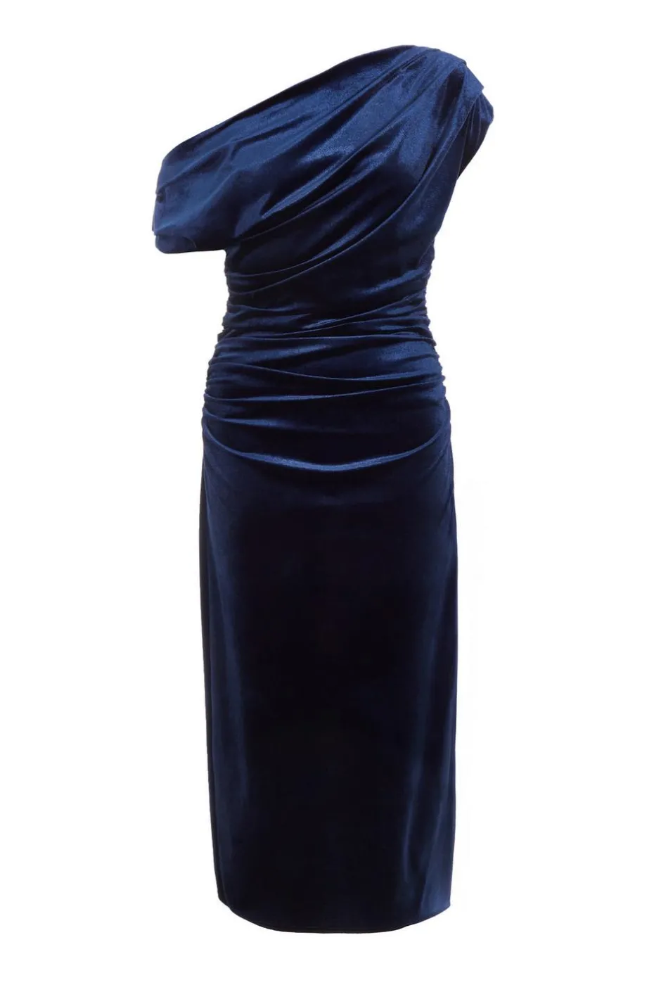 Quiz Navy Velvet One Shoulder Midaxi Dress Hot
