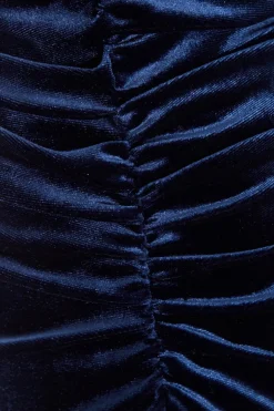 Quiz Navy Velvet One Shoulder Midaxi Dress Hot
