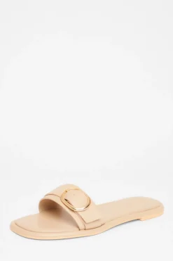 Quiz Buckle Flat Sandals Nude Hot