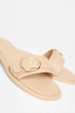 Quiz Buckle Flat Sandals Nude Hot
