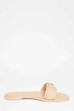 Quiz Buckle Flat Sandals Nude Hot