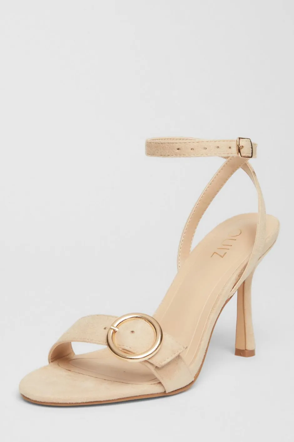 Quiz Buckle Front Heels Nude New