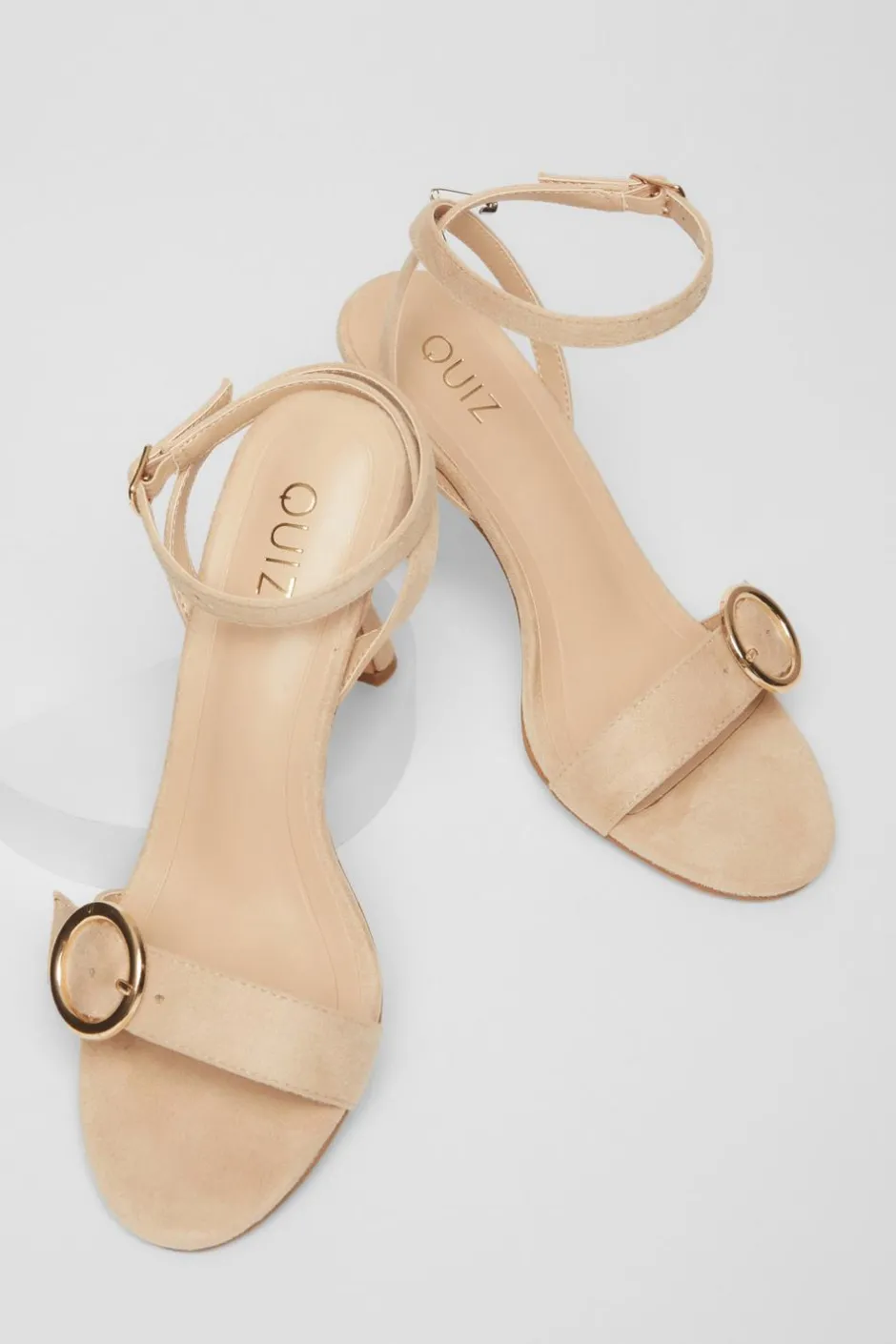 Quiz Buckle Front Heels Nude New